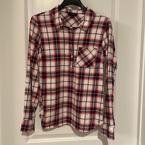Tommy Hilfiger Women’s Collared half button up Plaid Shirt